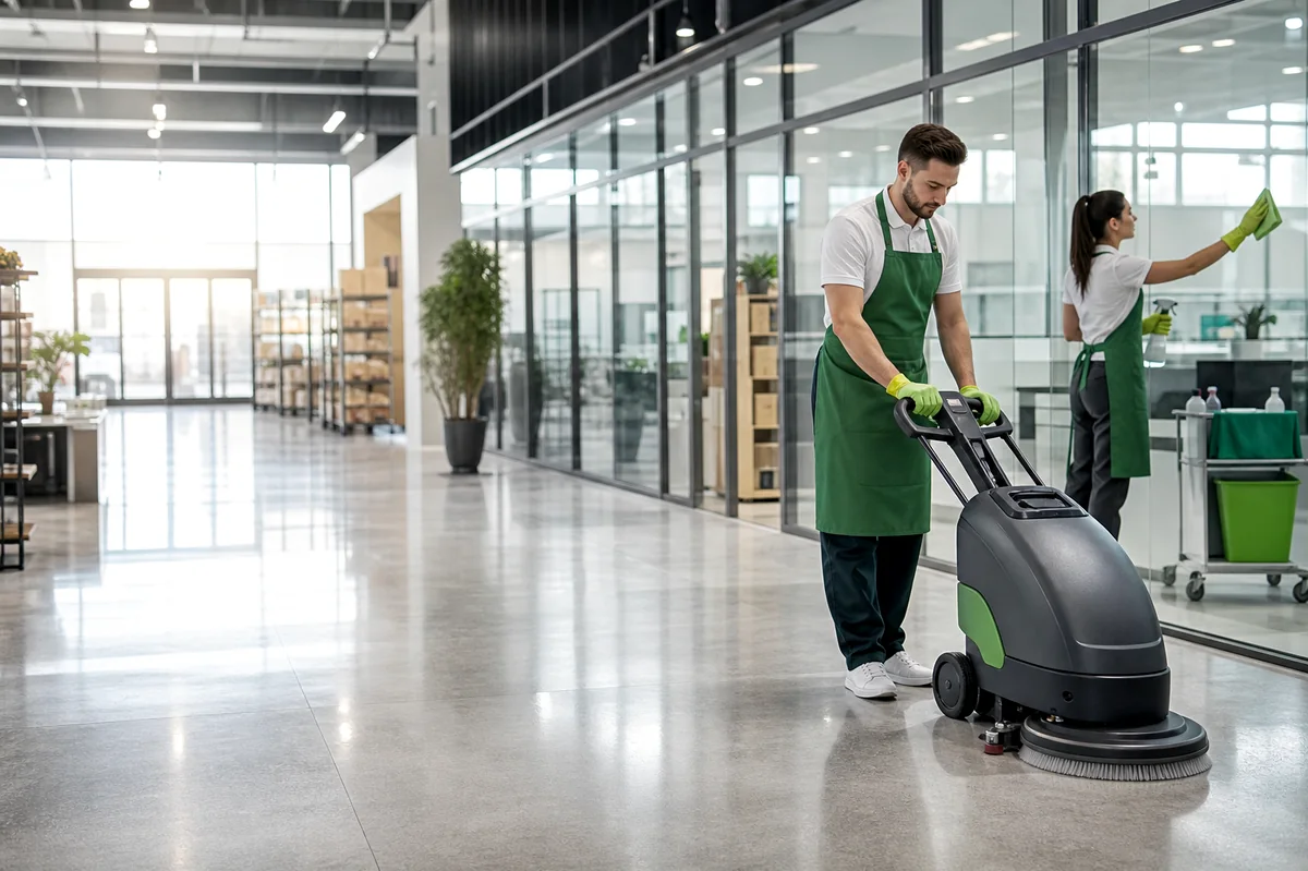 Curățenie profesională a spațiului comercial de către curățătorii NovaClean