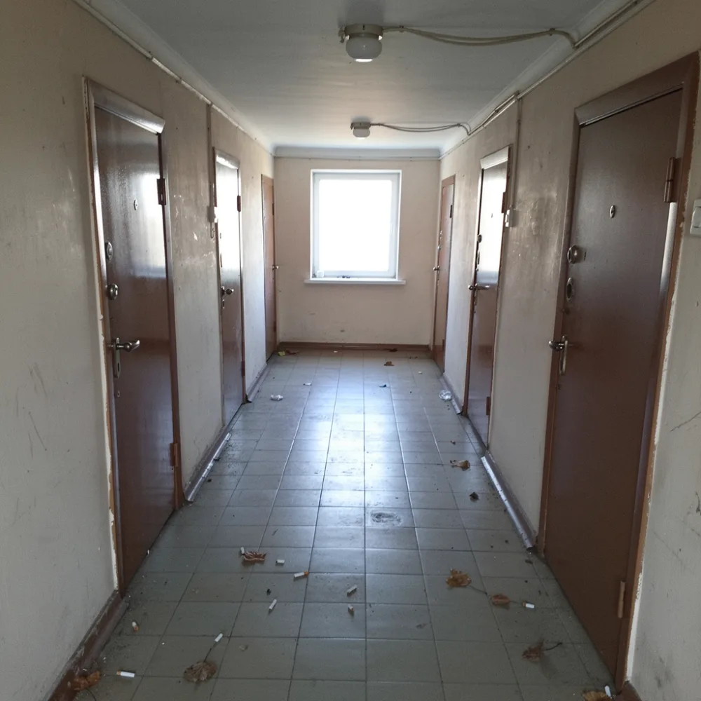 Culoarul dintre apartamente - înainte de curățenie