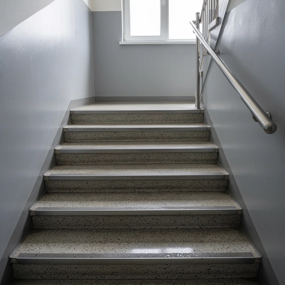 Casă de scară curată în bloc după curățenie