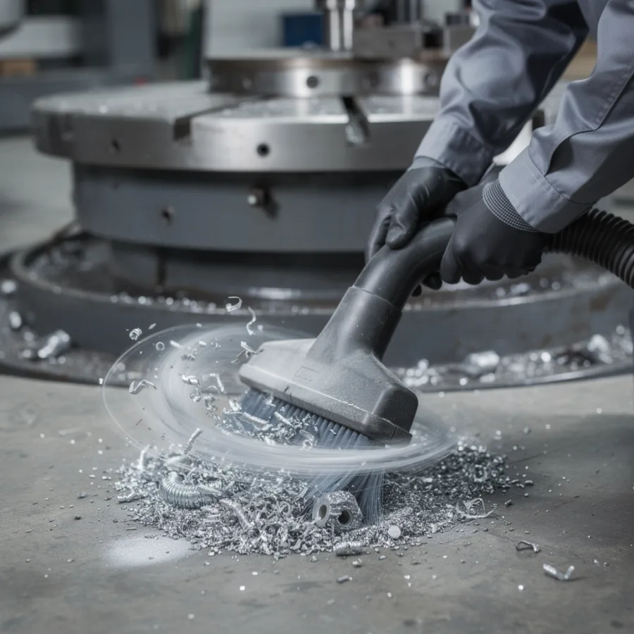 Aspirator industrial care îndepărtează praful tehnologic de la mașină