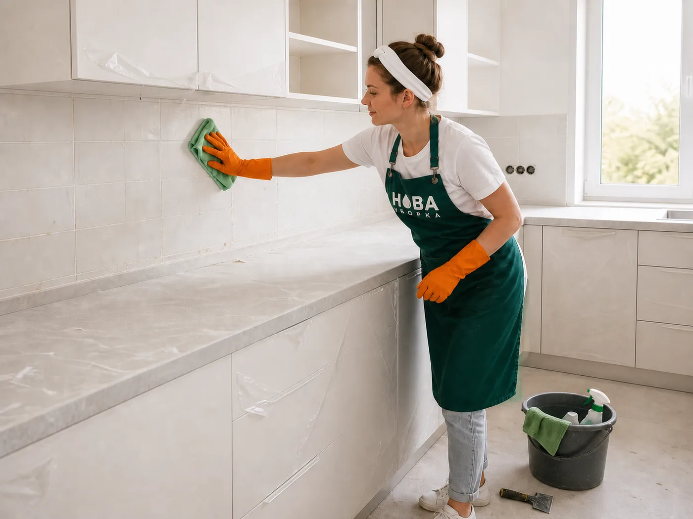 Curățătorul NOVA îndepărtează praful de pe fronturile bucătăriei după renovare