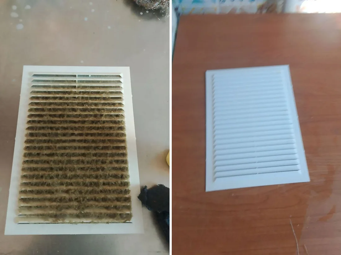 Curățarea grilei de ventilație: înainte și după
