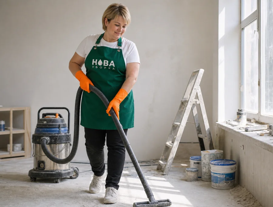 Curățenie după renovare într-o casă: colectarea prafului de construcție cu aspirator industrial