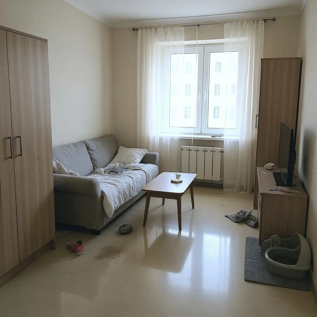Eco-punere în ordine într-un apartament cu o cameră cu animal de companie - înainte de curățenie