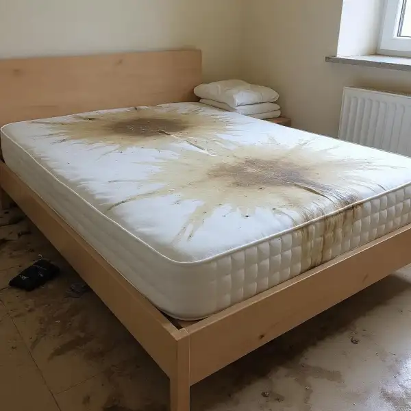 Curățare chimică a unei saltele matrimoniale într-o garsonieră - înainte de curățenie