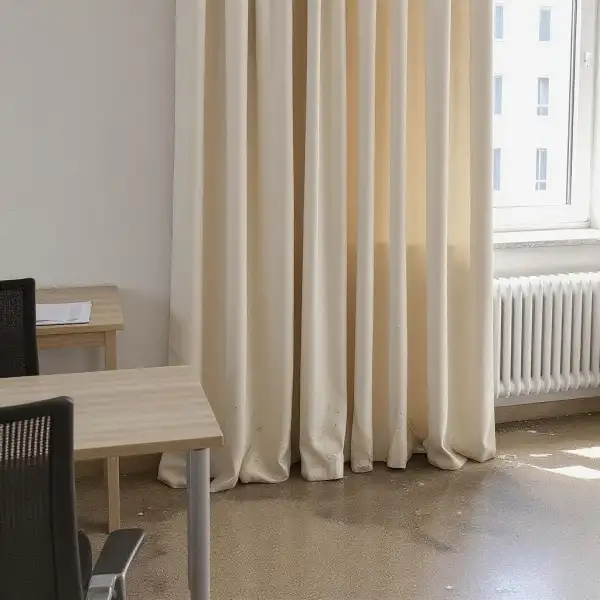 Tratarea draperiilor textile în birou - înainte de curățenie