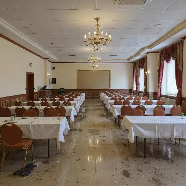 Ordonarea sălii de banchet - înainte de curățenie