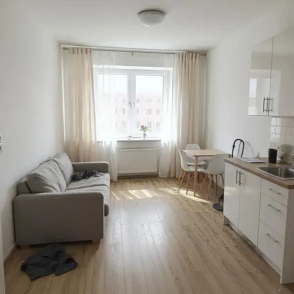 Garsonieră într-un bloc nou - înainte de curățenie