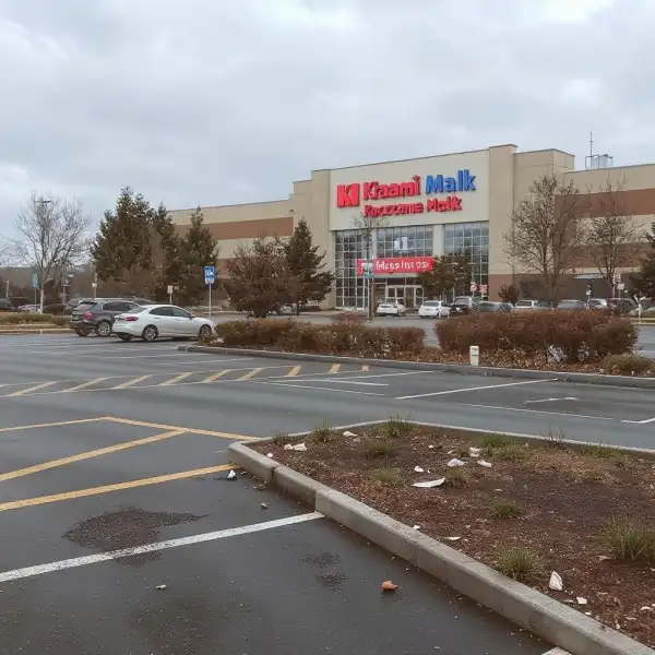 Parcare deschisă lângă centrul comercial - înainte de curățenie