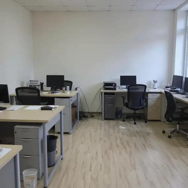 Ordine în birou open space - înainte de curățenie